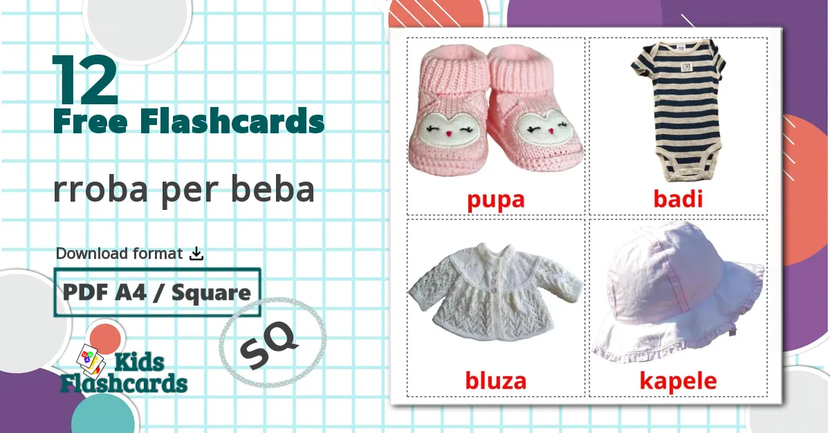 Baby clothes - albanian vocabulary cards