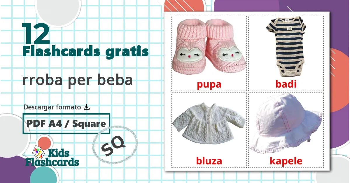 Ropa de Niños - tarjetas de vocabulario en albanés