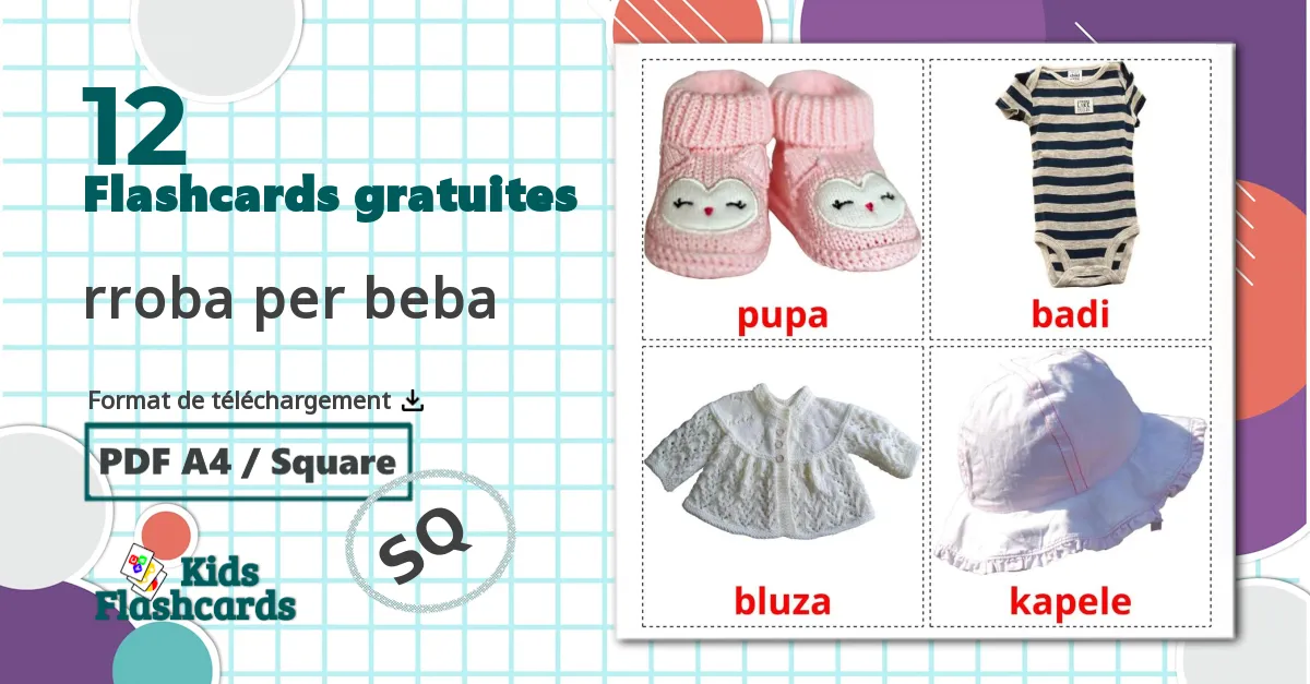 Vêtements pour Enfants - cartes de vocabulaire albanais