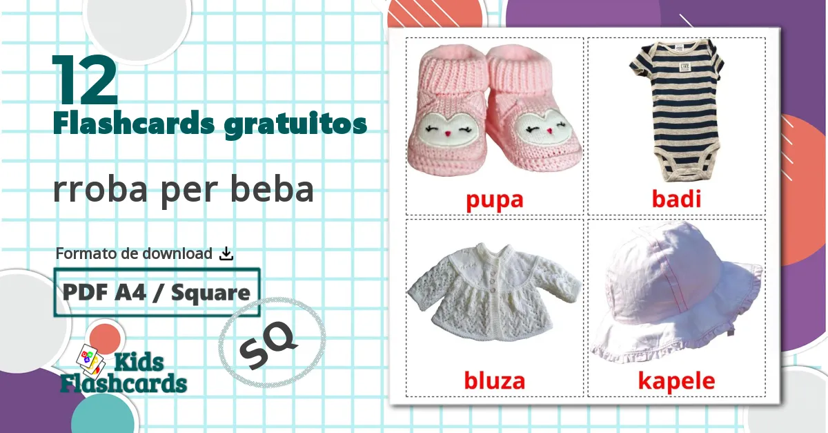 Roupas do Bebê - Cartões de vocabulário albanês