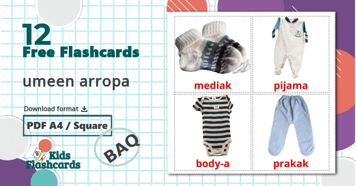 Baby clothes - basque vocabulary cards