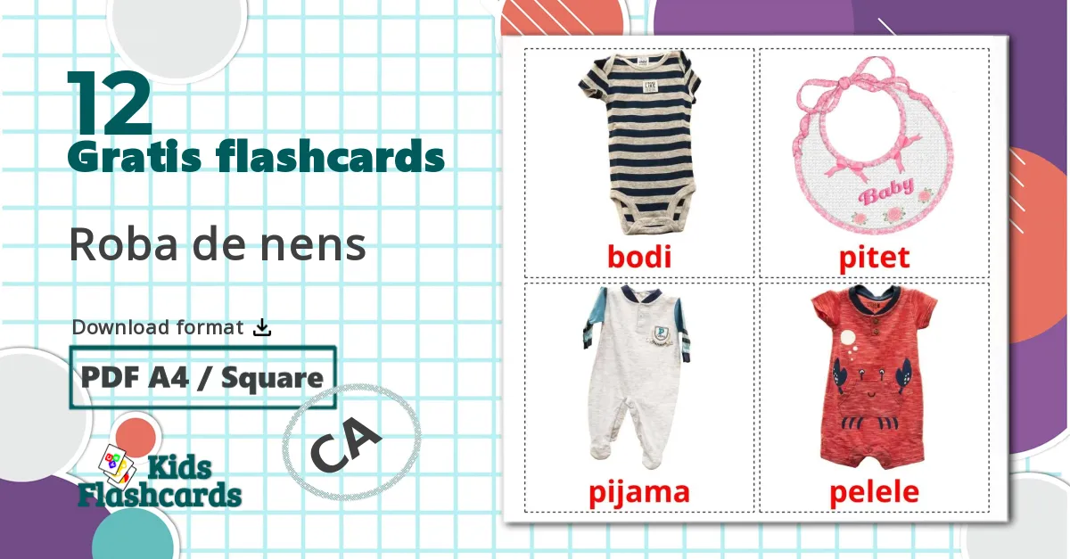 12 Roba de nens billedkort for børn