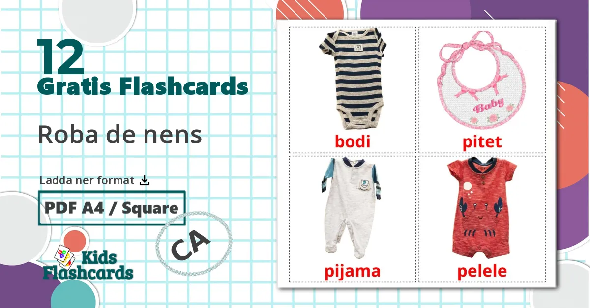 12 Roba de nens bildkort för barn