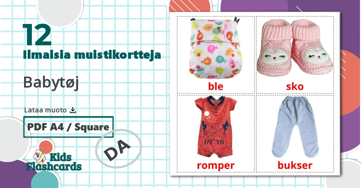 12 Babytøj lasten kuvakortit
