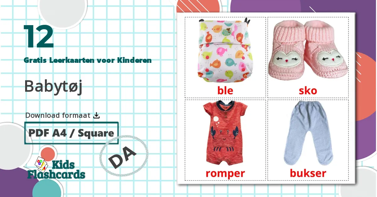 12 Babykleren Leerkaarten voor kinderen
