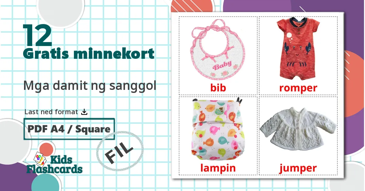 12 Mga damit ng sanggol bildekort