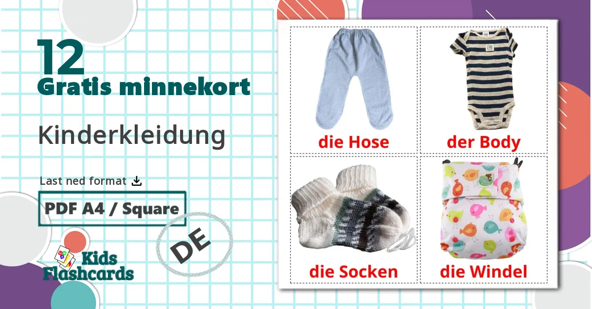 12 Kinderkleidung bildekort