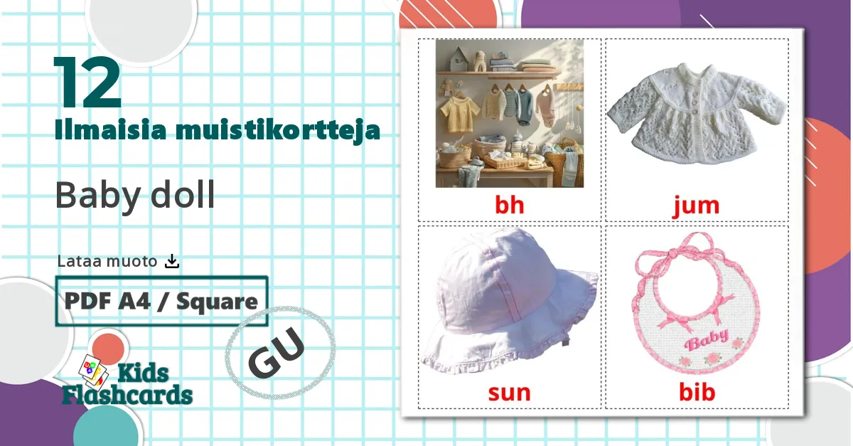12 Arktiset eläimet lasten kuvakortit