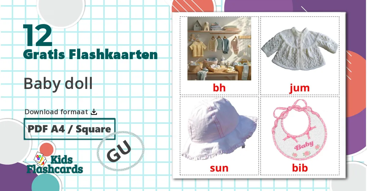 12 Babykleren Leerkaarten voor kinderen
