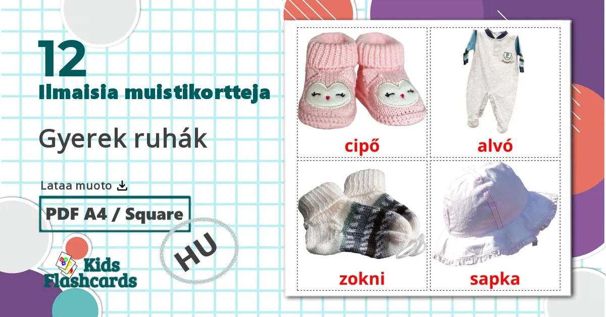 12 Gyerek ruhák  lasten kuvakortit