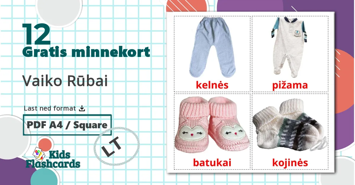 12 Vaiko Rūbai bildekort