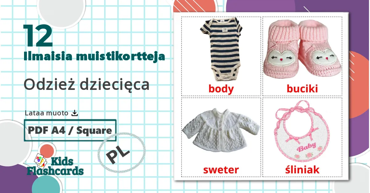12 Odzież dziecięca  lasten kuvakortit