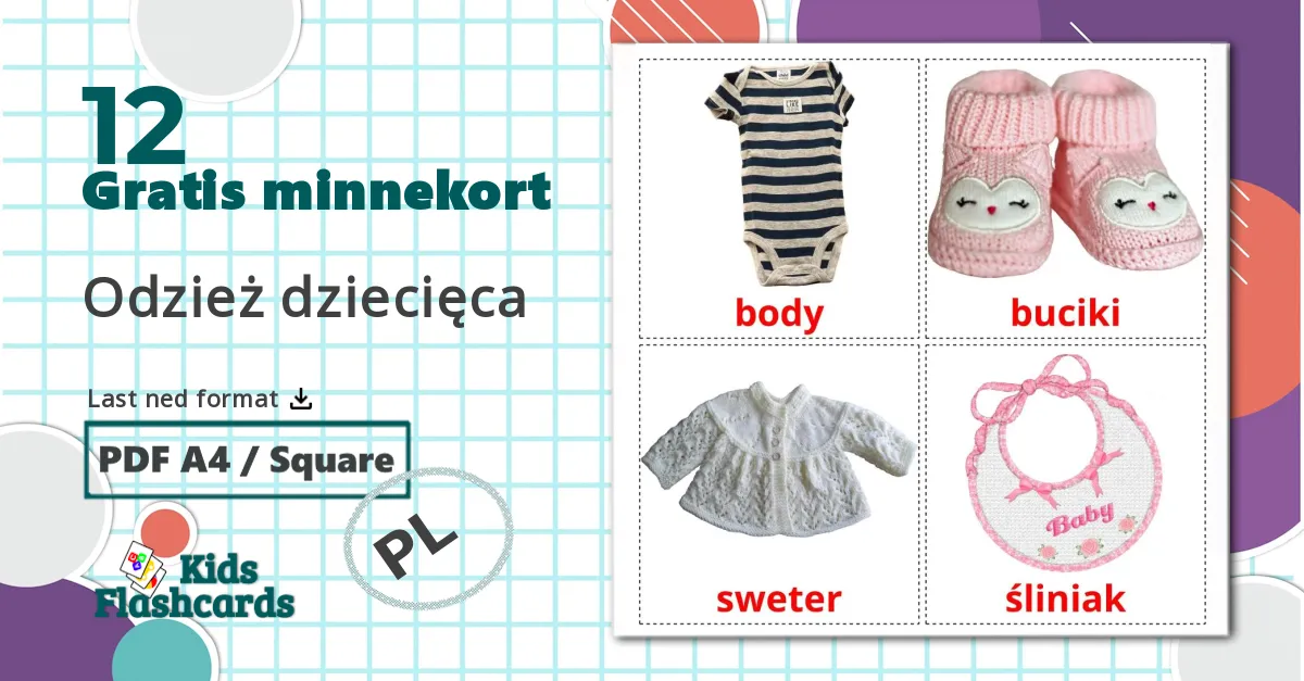 12 Odzież dziecięca  bildekort