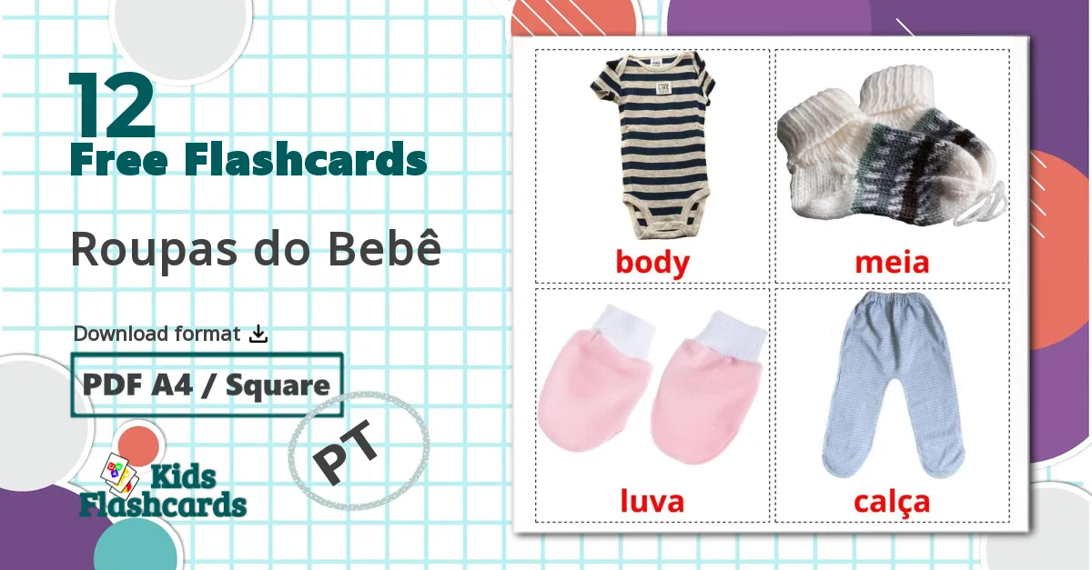 12 Roupas do Bebê flashcards