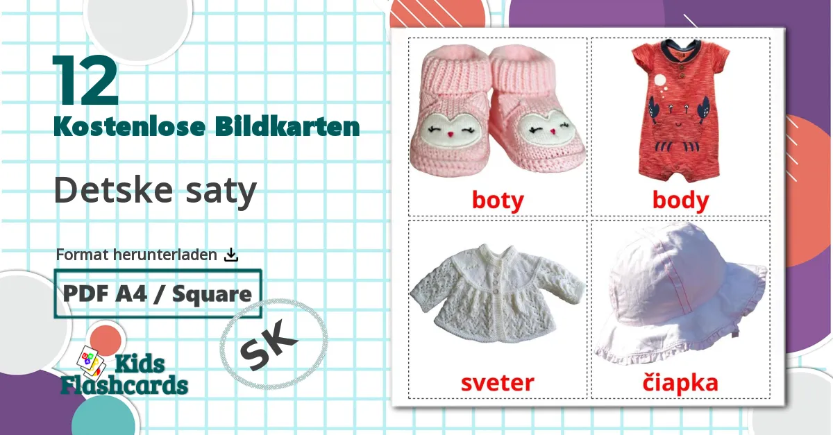 12 Bildkarten für Kinderkleidung