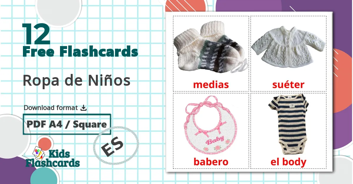 12 Ropa de Niños flashcards