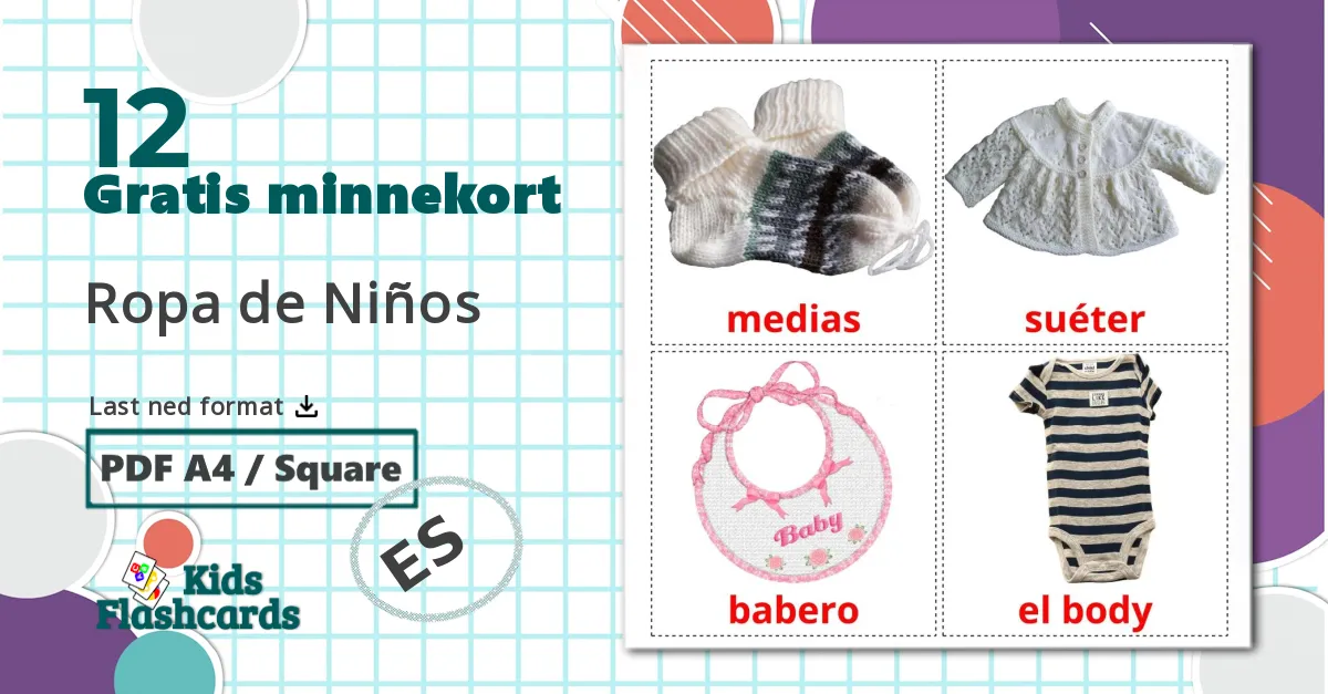 12 Ropa de Niños bildekort