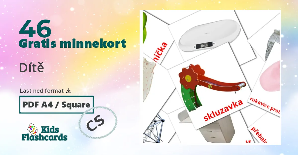 Dítě bildekort for barn på tsjekkisk