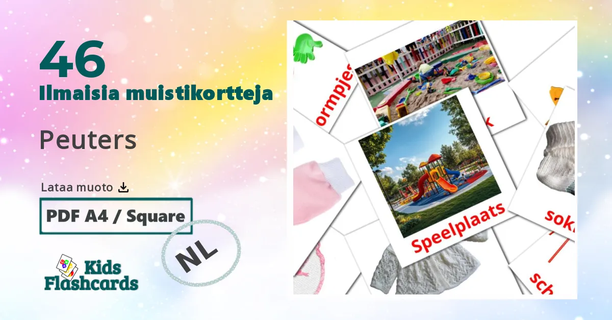 Peuters – lasten kuvakortit hollanninksi sanastoon