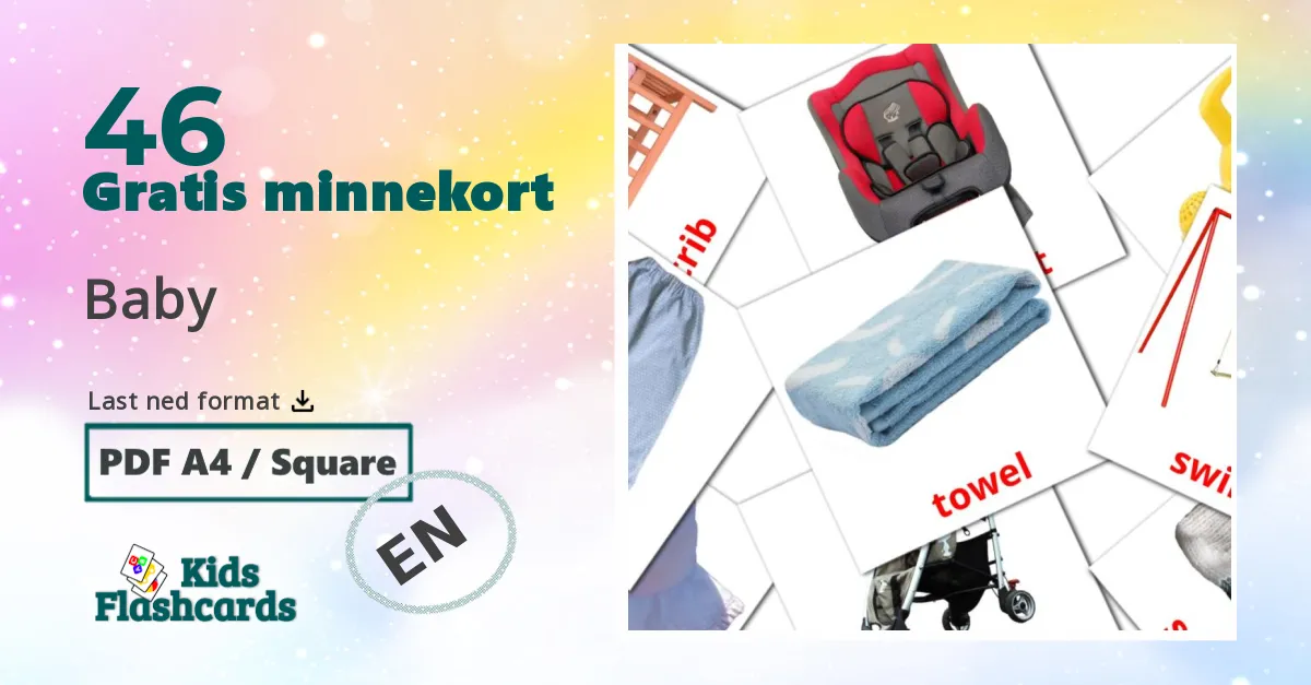 Baby bildekort for barn på engelsk