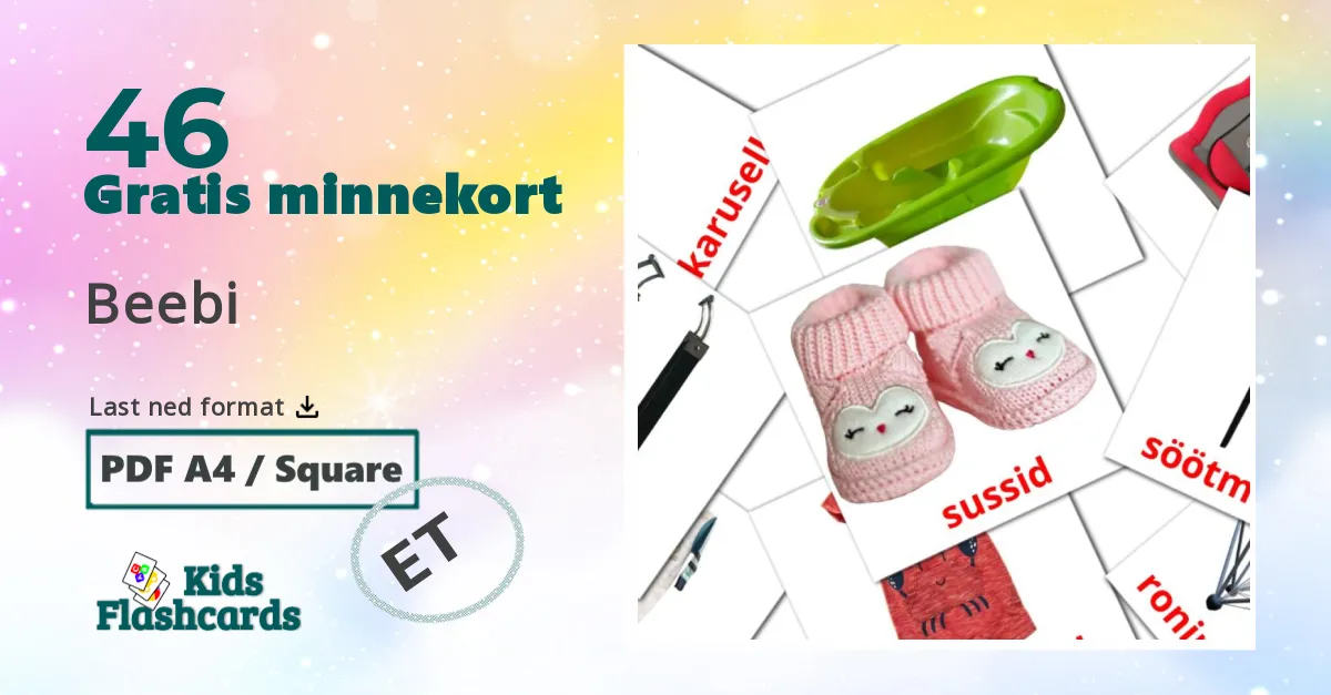 Beebi bildekort for barn på estonisk