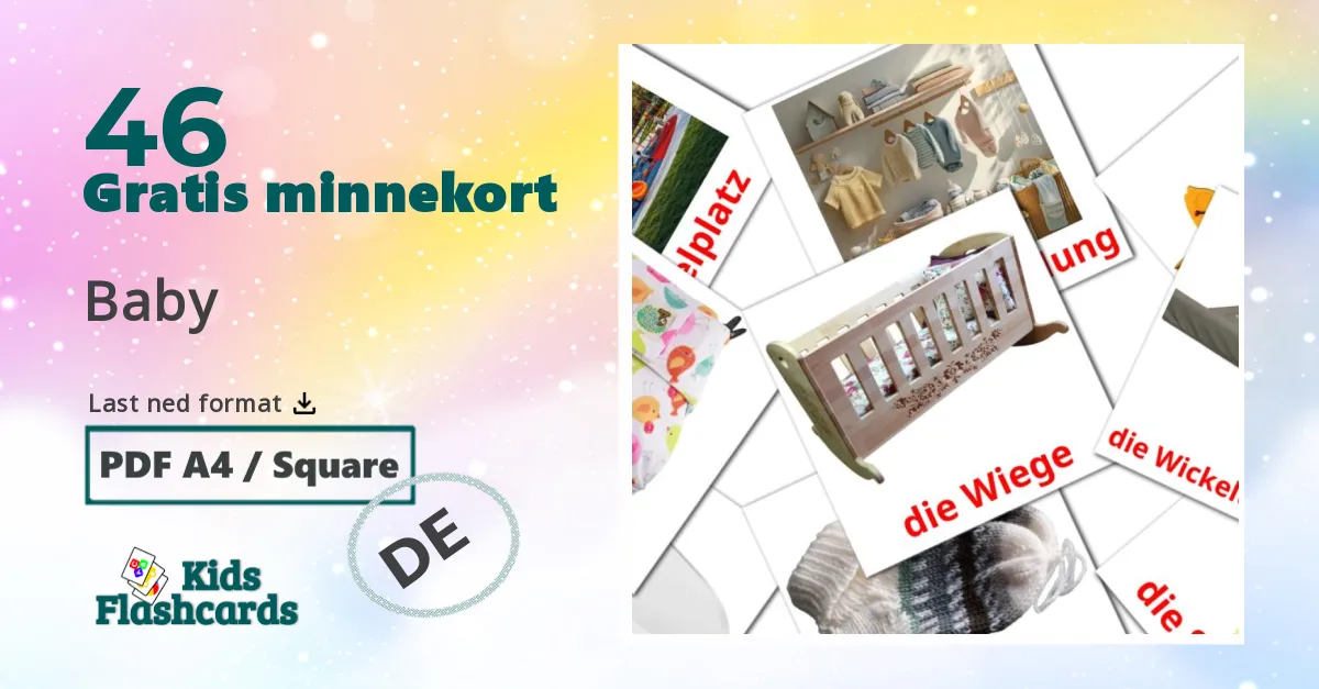 Baby bildekort for barn på tysk