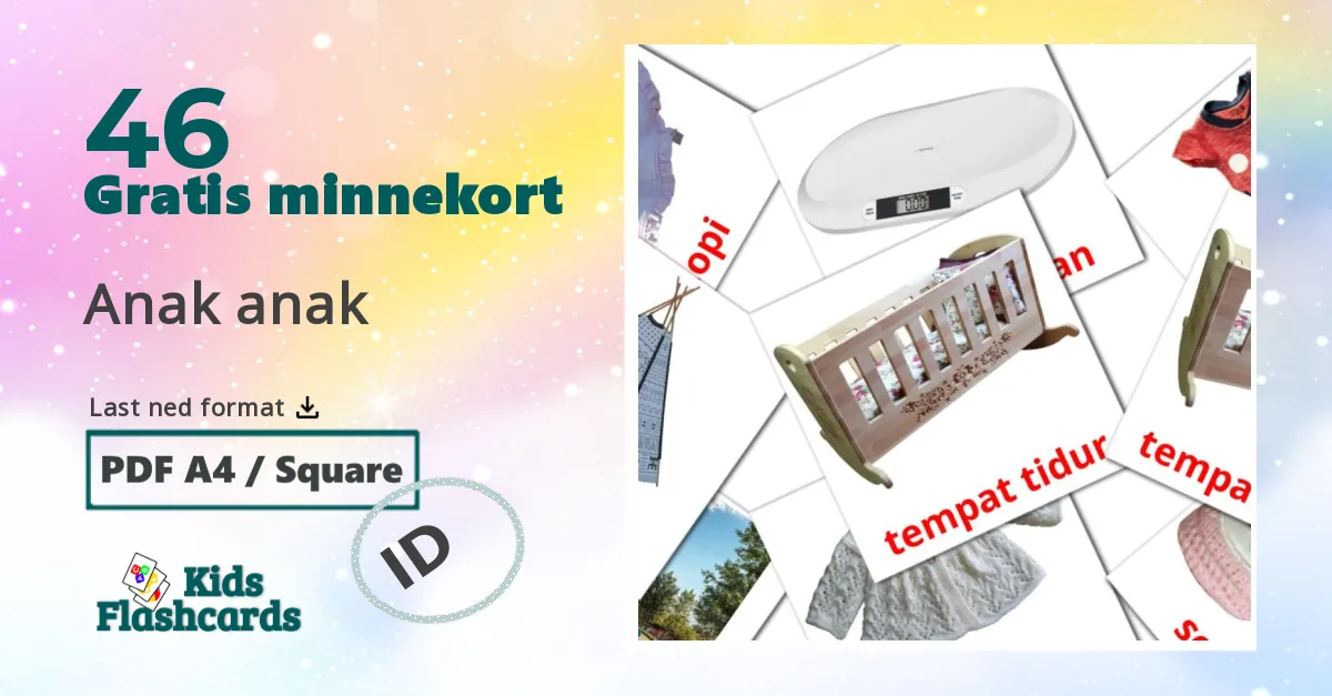 Anak anak bildekort for barn på indonesisk