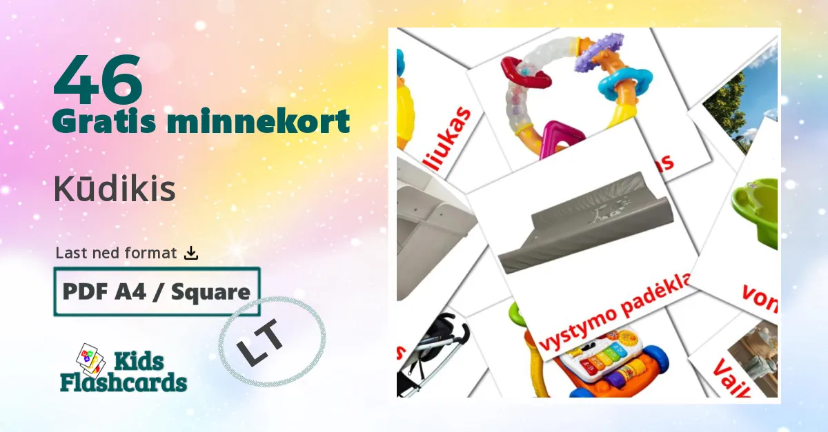 Kūdikis bildekort for barn på litauisk