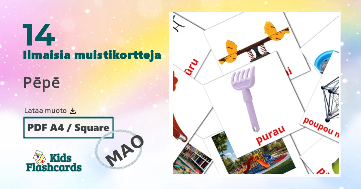 Pēpē – lasten kuvakortit maoriksi sanastoon
