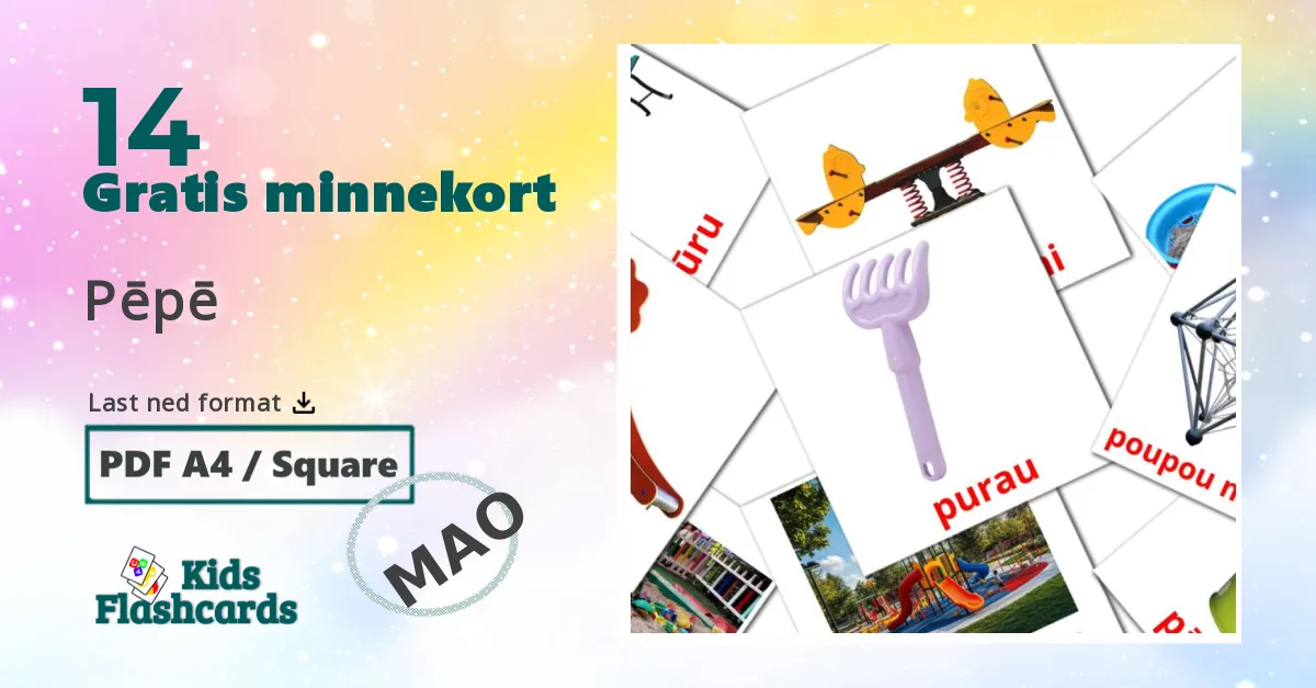 Pēpē bildekort for barn på maori