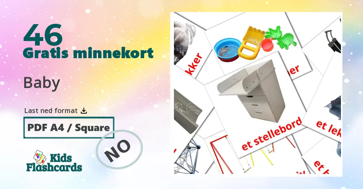 Baby bildekort for barn på norsk