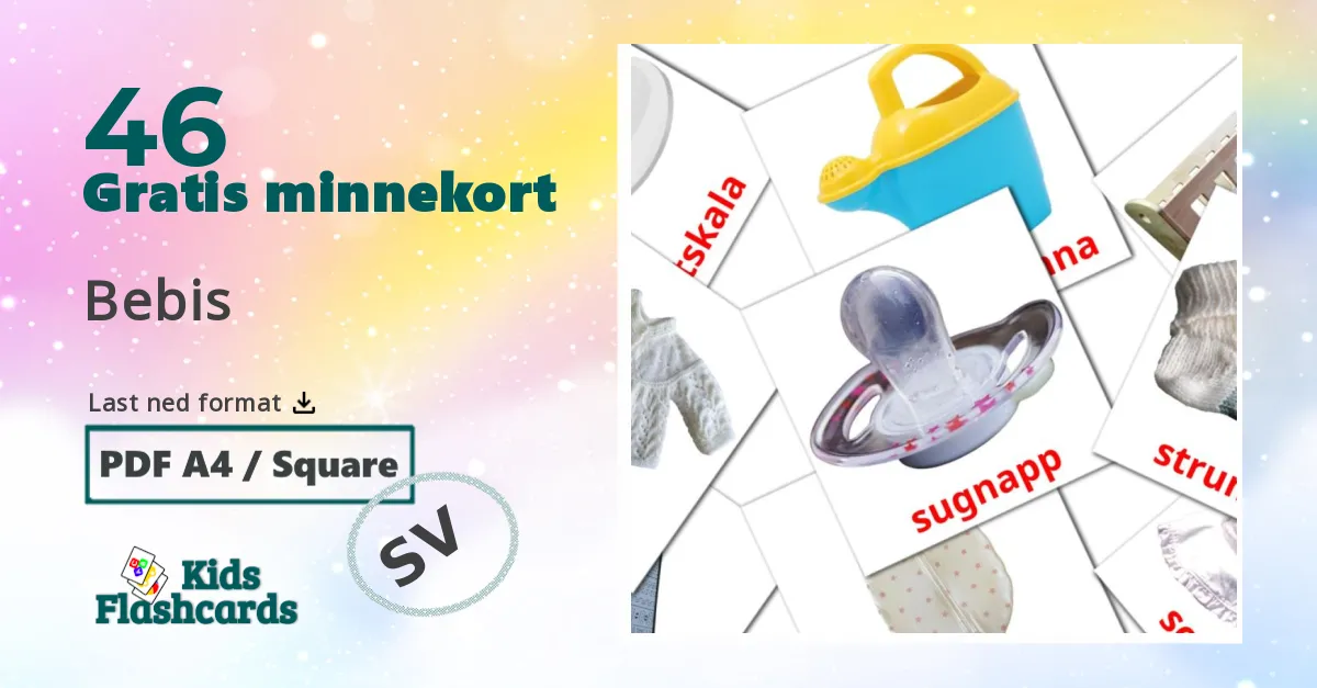 Bebis bildekort for barn på svensk