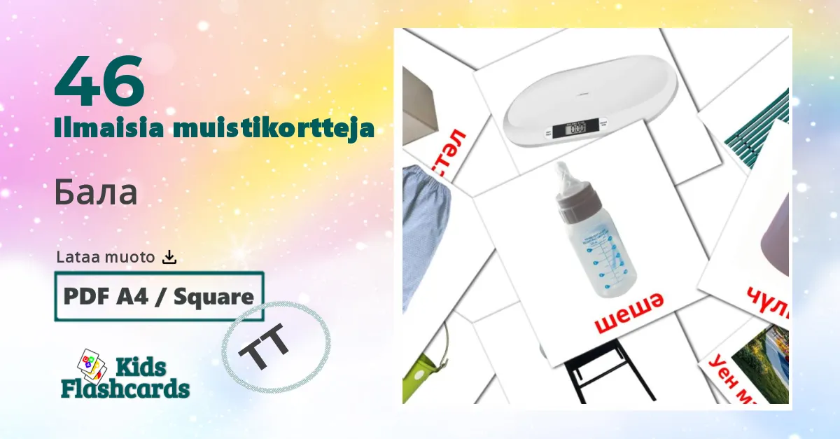 Бала – lasten kuvakortit tatarksi sanastoon