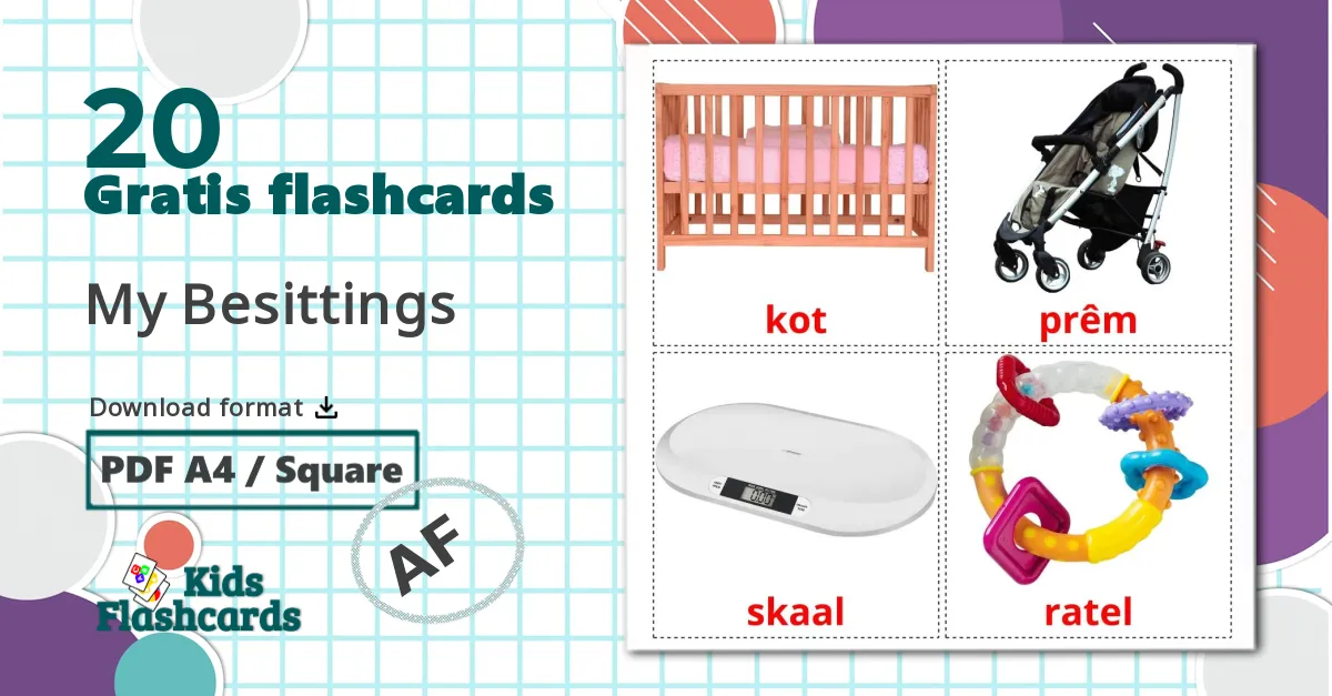 Baby things - afrikaans ordforrådskort