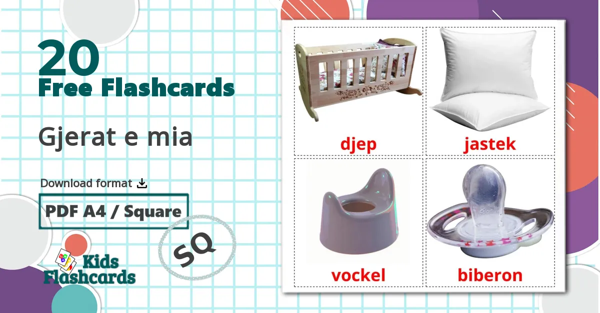 Baby things - albanian vocabulary cards