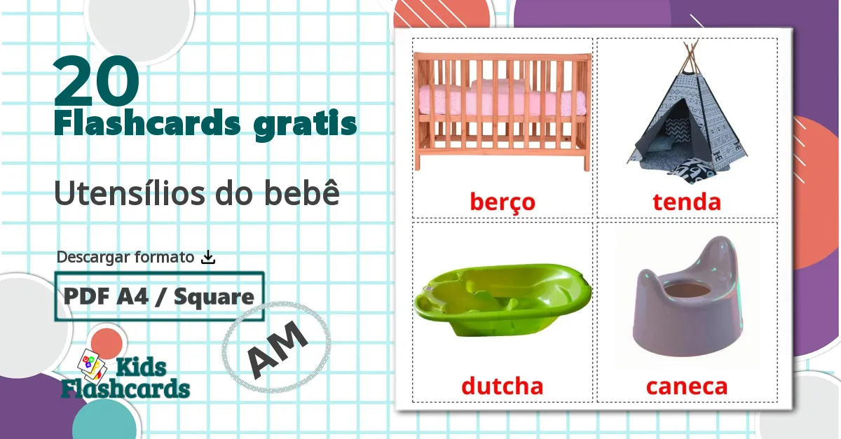 20 tarjetas didacticas de Cosas de bebés