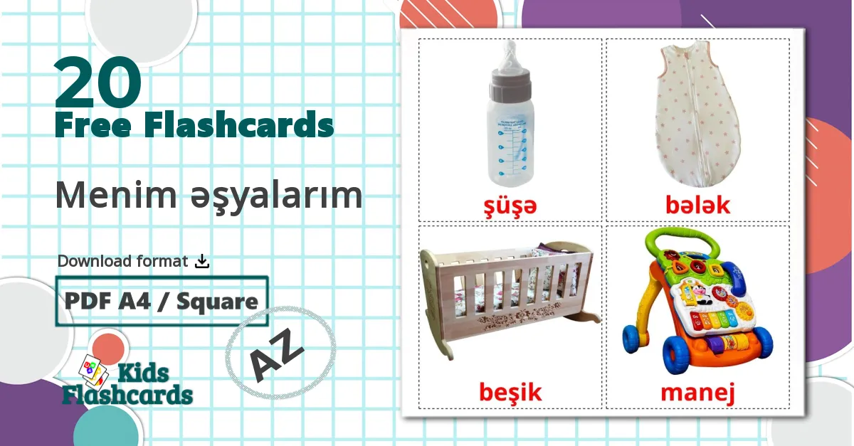 Baby things - azerbaijani vocabulary cards