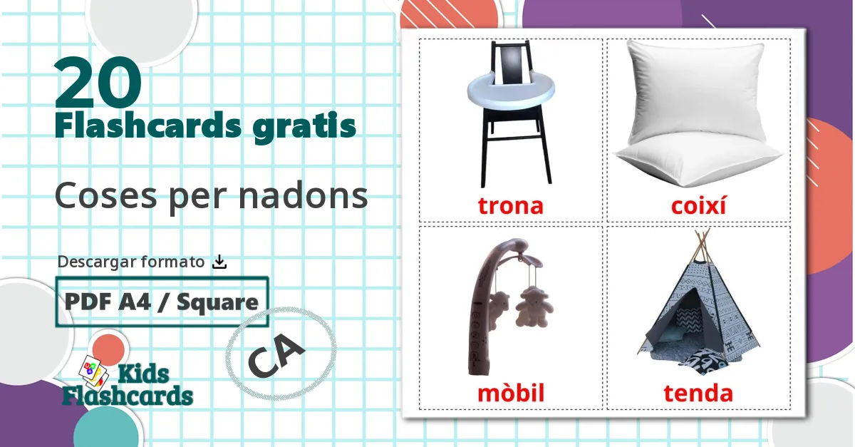 12 tarjetas didacticas de Cosas de bebés