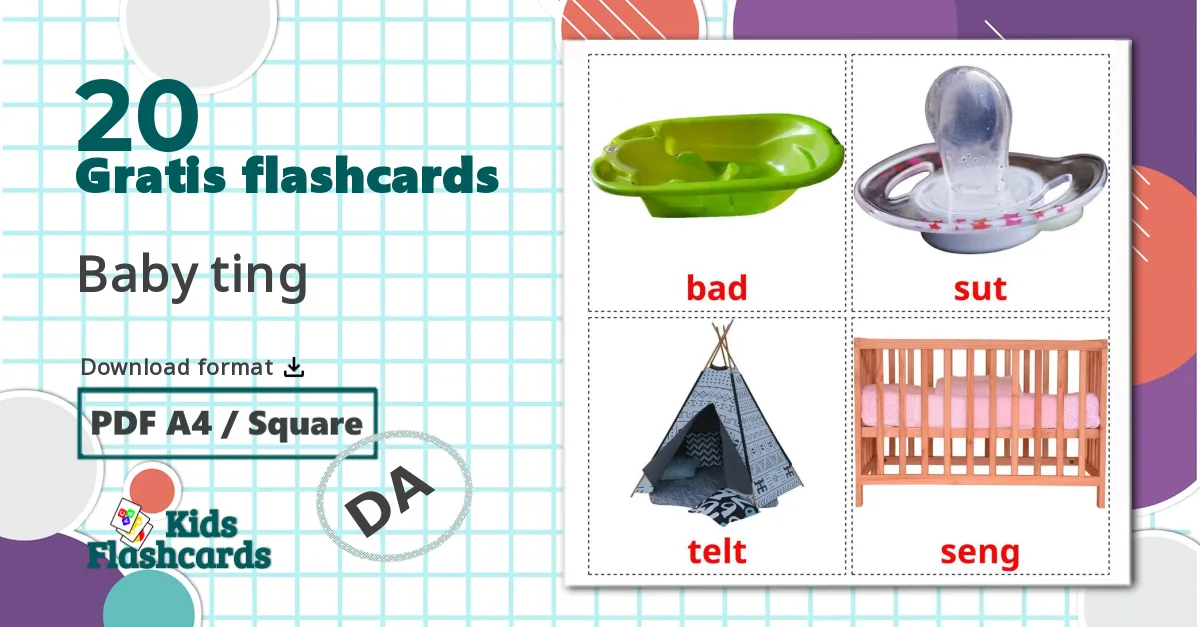 20 Baby ting billedkort for børn