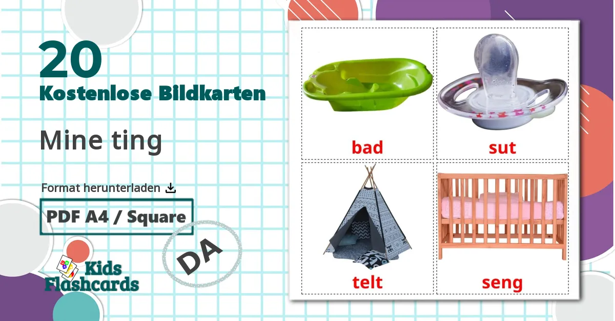 20 Bildkarten für Mine ting