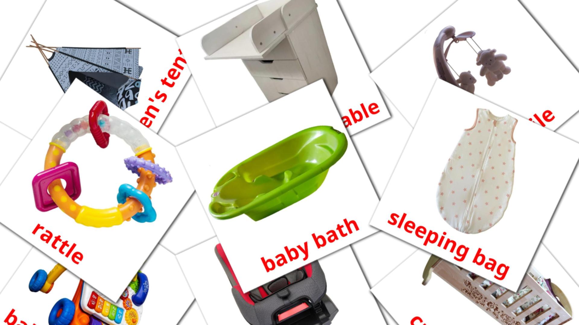 Accessoires bébé - cartes de vocabulaire anglais