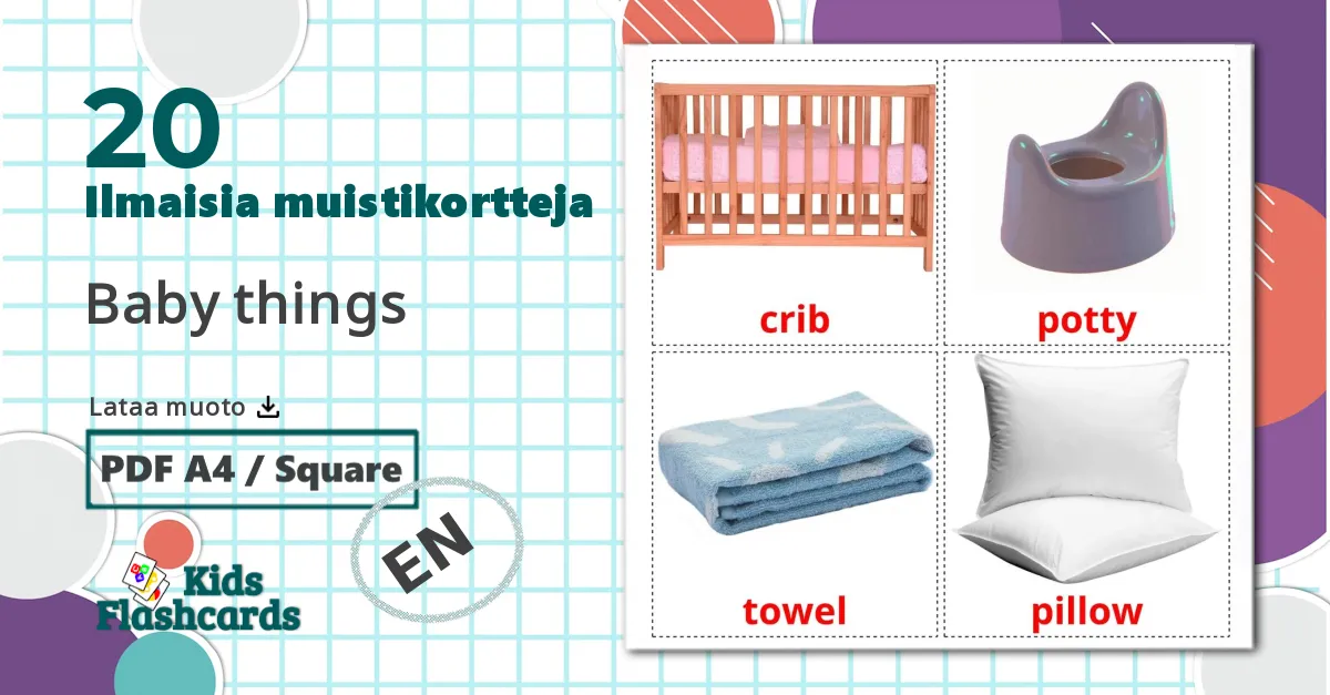 20 Baby things lasten kuvakortit