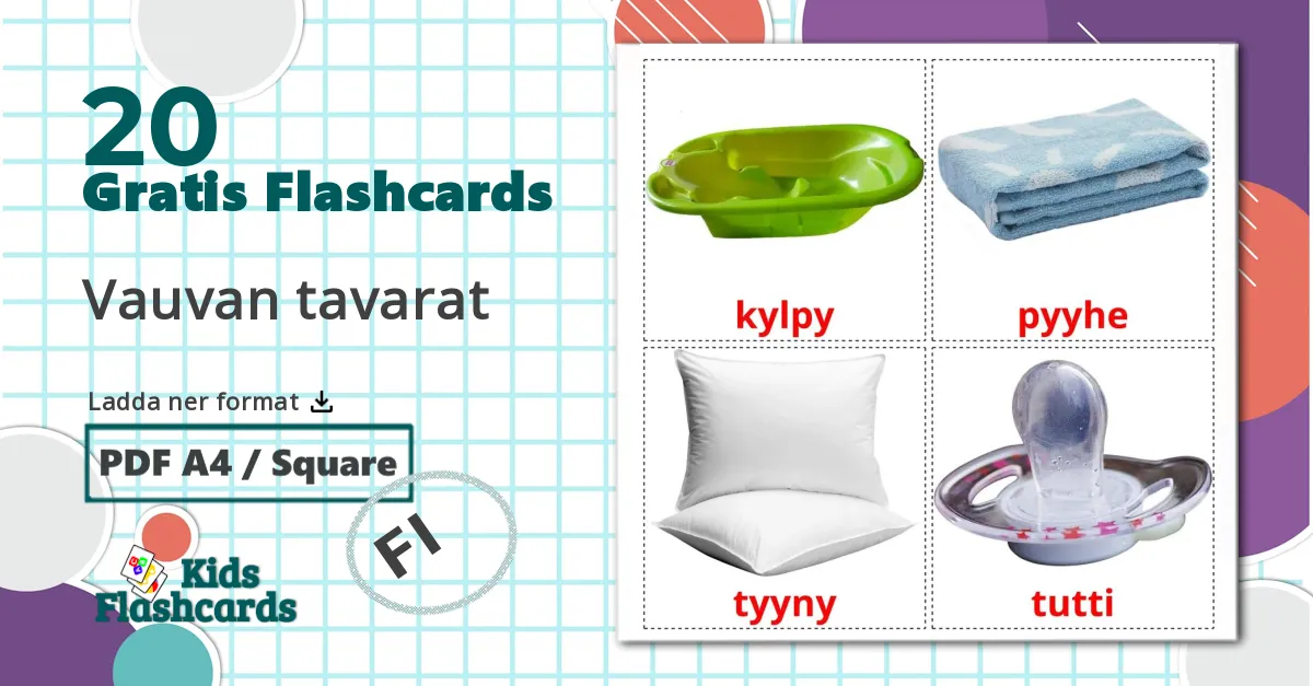 20 Vauvan tavarat bildkort för barn