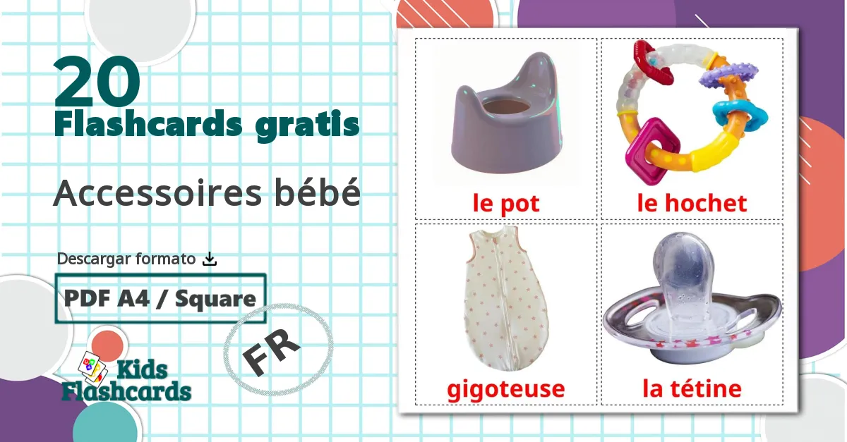 20 tarjetas didacticas de Accessoires bébé