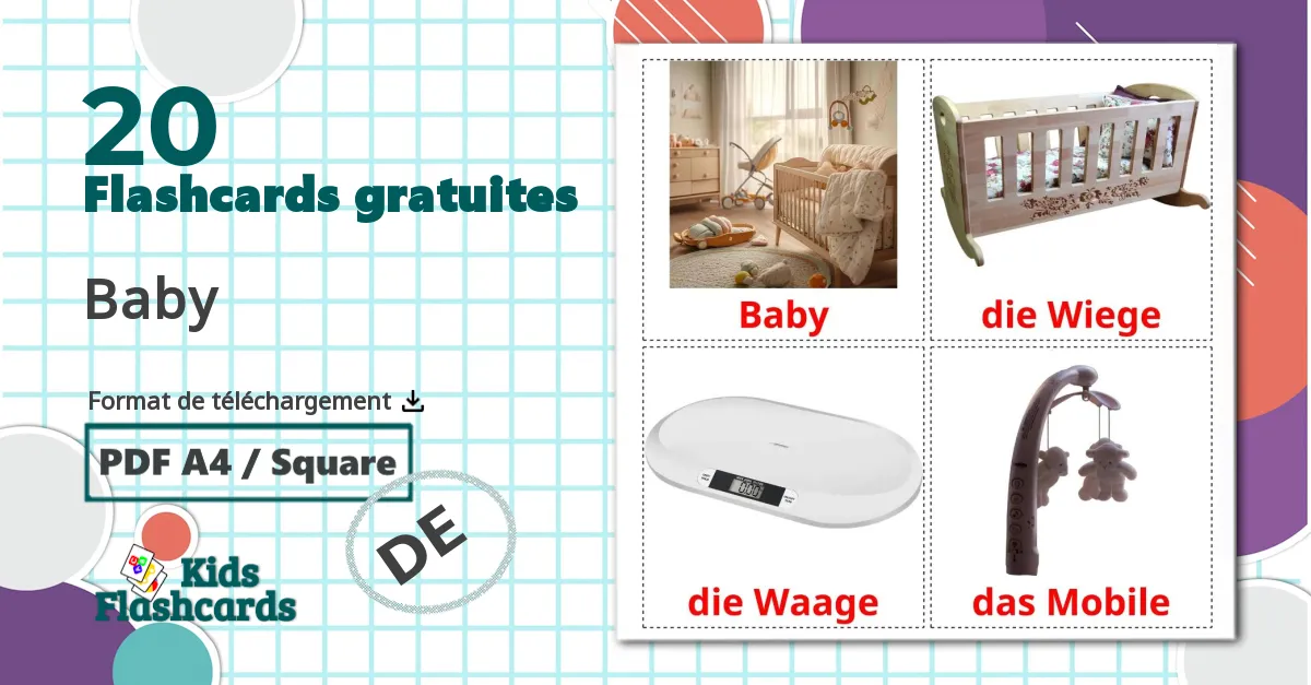 Accessoires bébé - cartes de vocabulaire allemand