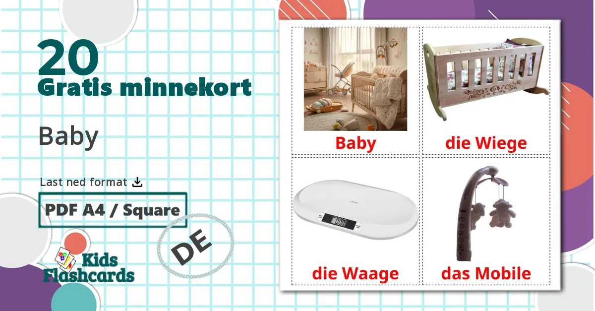Cosas de bebés - Ordforrådskort for tysk