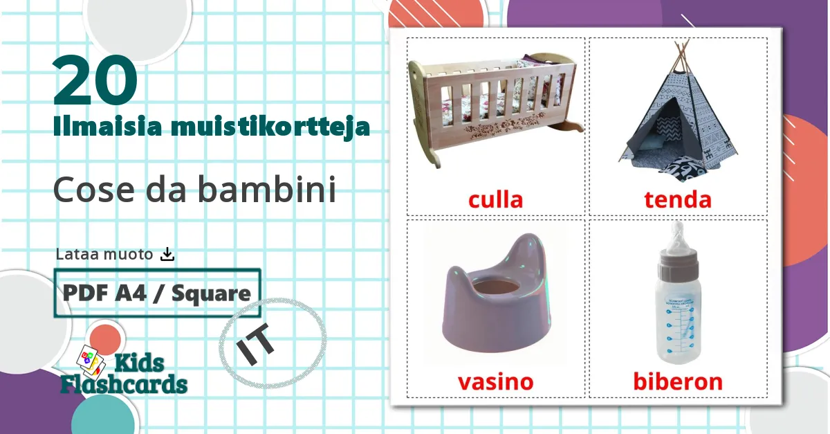 20 Cose da bambini lasten kuvakortit