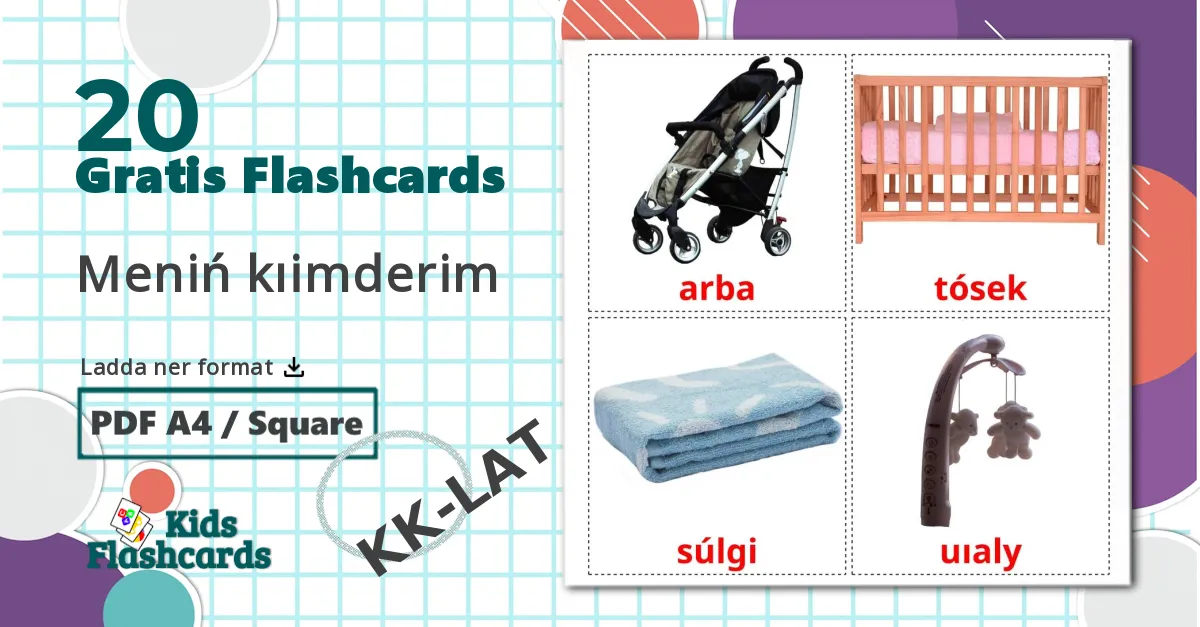 20 Menіń kıіmderіm bildkort för barn