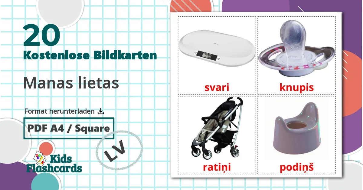 20 Bildkarten für Manas lietas