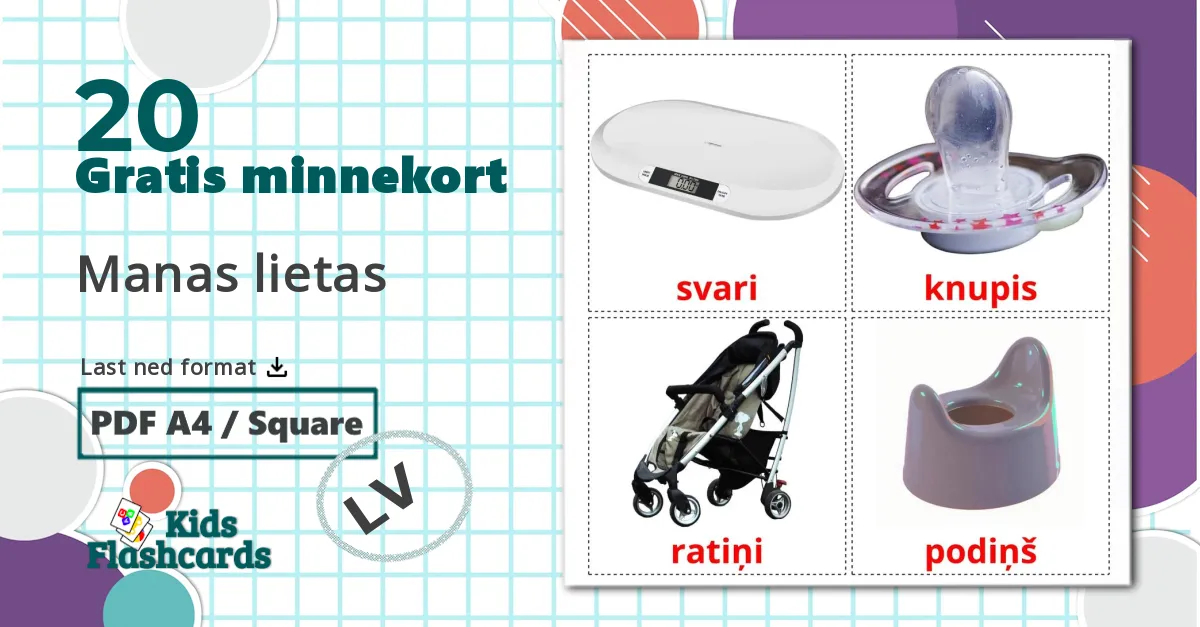 20 Manas lietas bildekort